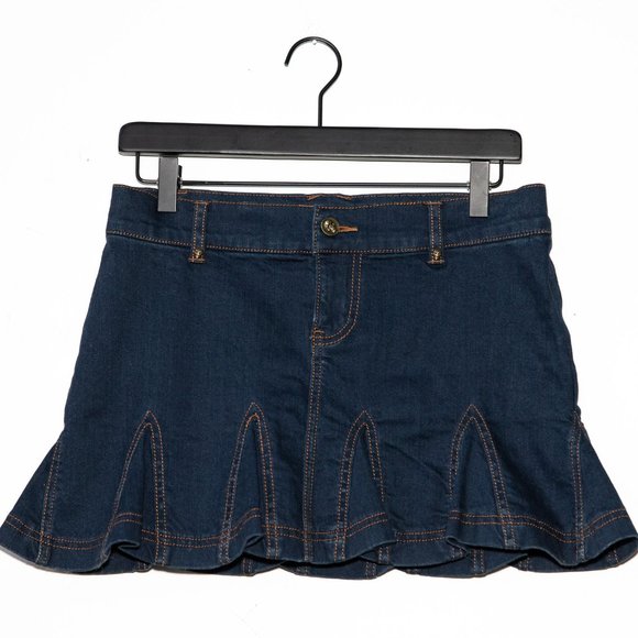 NWT Betsey Johnson Denim Skull Skirt - Picture 4 of 6